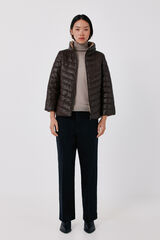 Cortefiel Faux leather puffer coat Dark brown