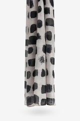 Cortefiel Printed Linen Effect Rectangular Scarf Black