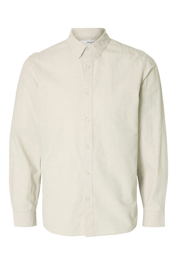 Selected Camisa de linho slim fit Tostado