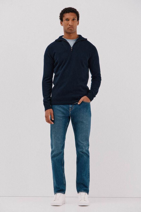 Cortefiel Lambswool wool with open neck Navy