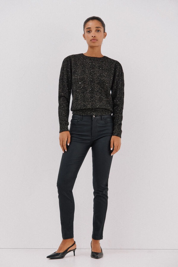 Cortefiel Sensational resin coated pants Black