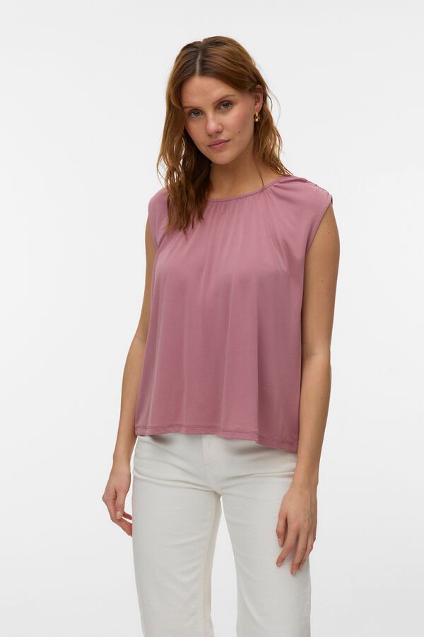 Vero Moda Top com folhos sem mangas Roxo