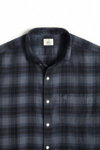 Cortefiel Washed checked slim fit shirt Blue