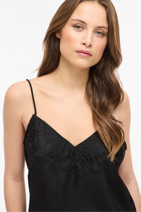 Vila Lingerie satin-finish lace top Black
