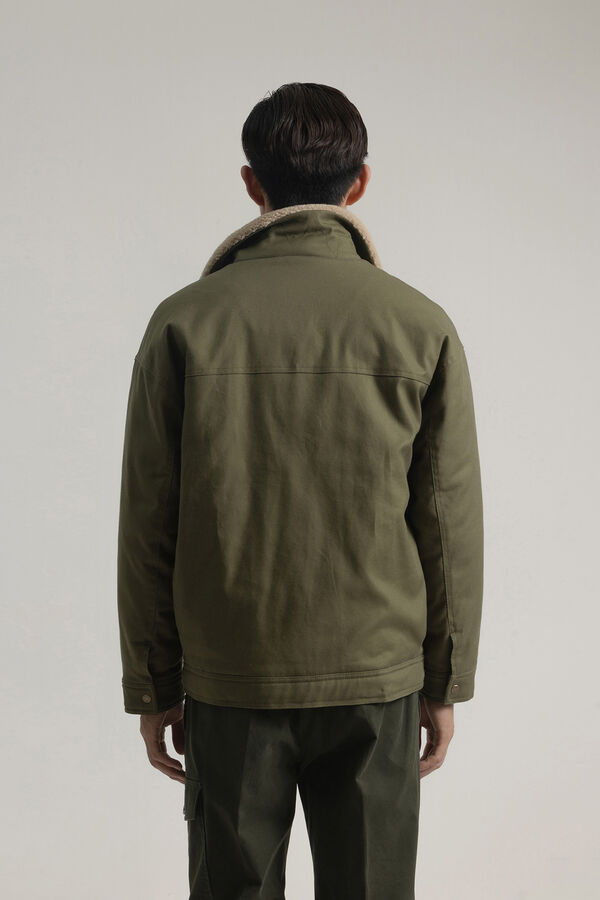 PuroEGO Jaqueta de trabalho com gola de borrego Verde