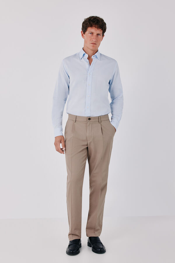 Cortefiel Cotton tencel shirt Blue