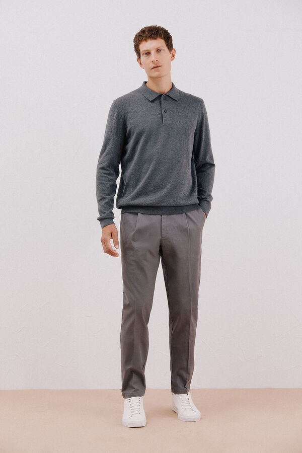 Cortefiel Pantalón chino confort tapered fit Gris