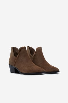 Cortefiel Woven split leather low ankle boot Stone