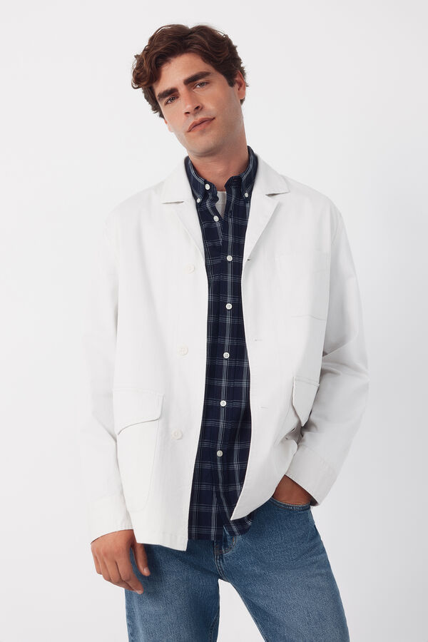 Cortefiel Safari jacket, linen blend Ivory