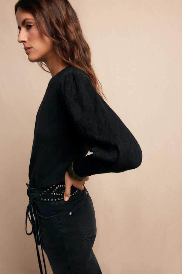 Slowlove Top estructura frunce Preto