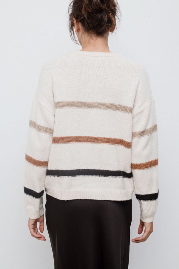 Cortefiel Striped knit jumper Grey