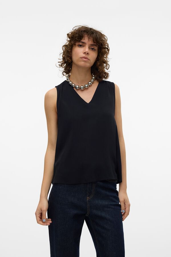 Vero Moda Top sem mangas e gola em bico Preto