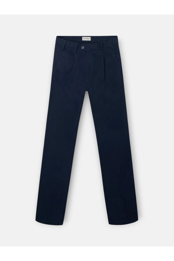 Silbon Cal&ccedil;a chino desportiva com pregas Azul