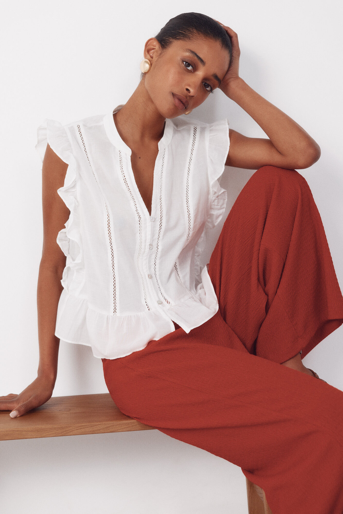 Cortefiel Flowy textured trousers