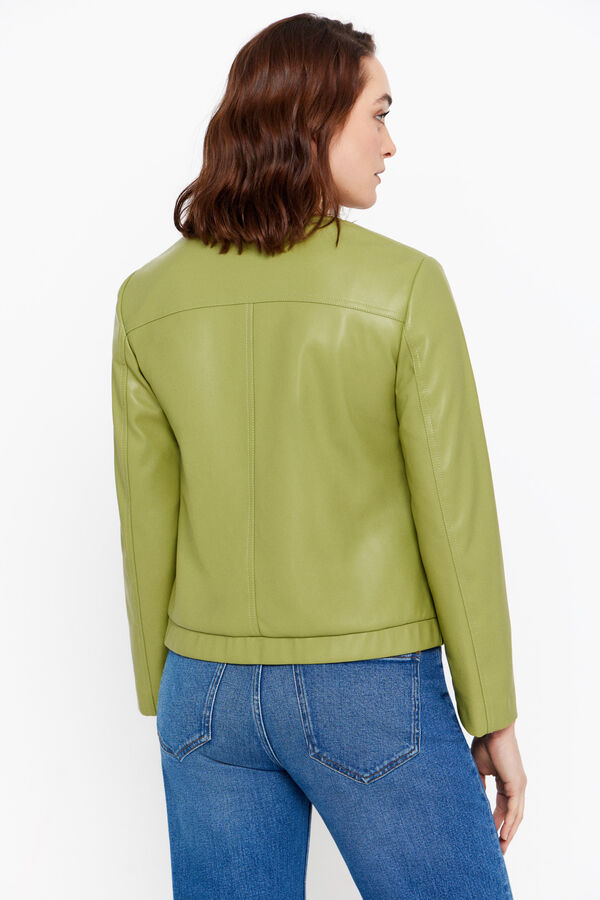 Cortefiel Faux leather jacket Green