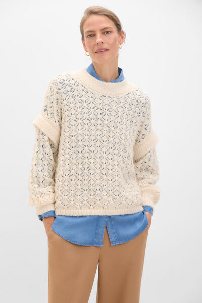 Cortefiel Open-knit jumper Ivory