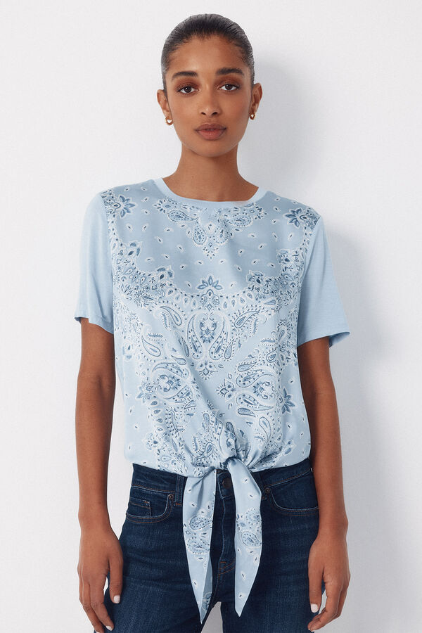 Cortefiel Combined printed top Blue