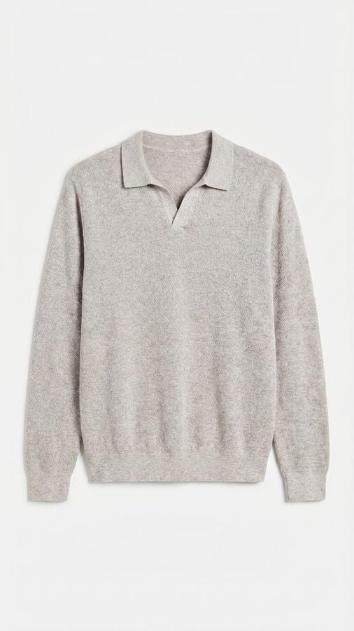 Cortefiel Torzal long sleeve polo shirt Beige