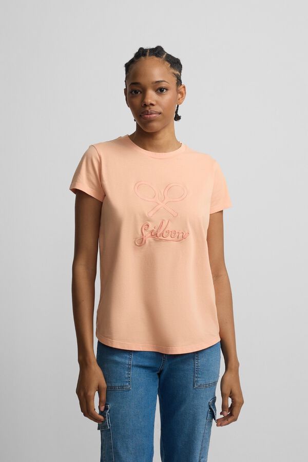 Silbon T-shirt feminina cl&aacute;ssica Laranja