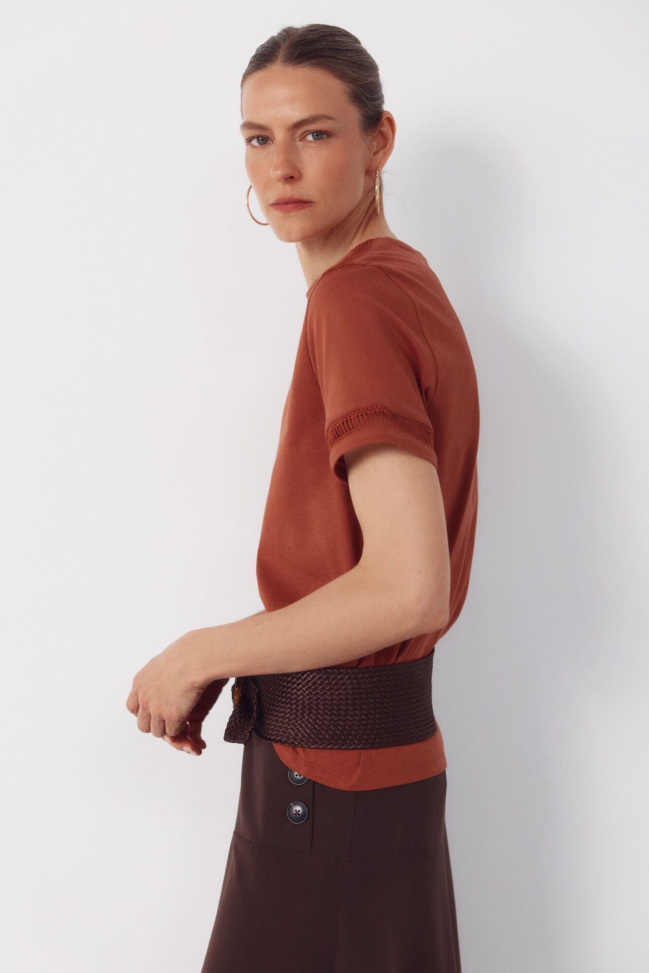 Cortefiel Hemstitch detail t-shirt