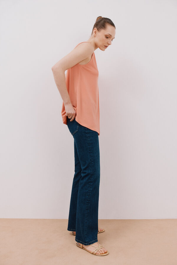 Cortefiel Long pleated top Coral