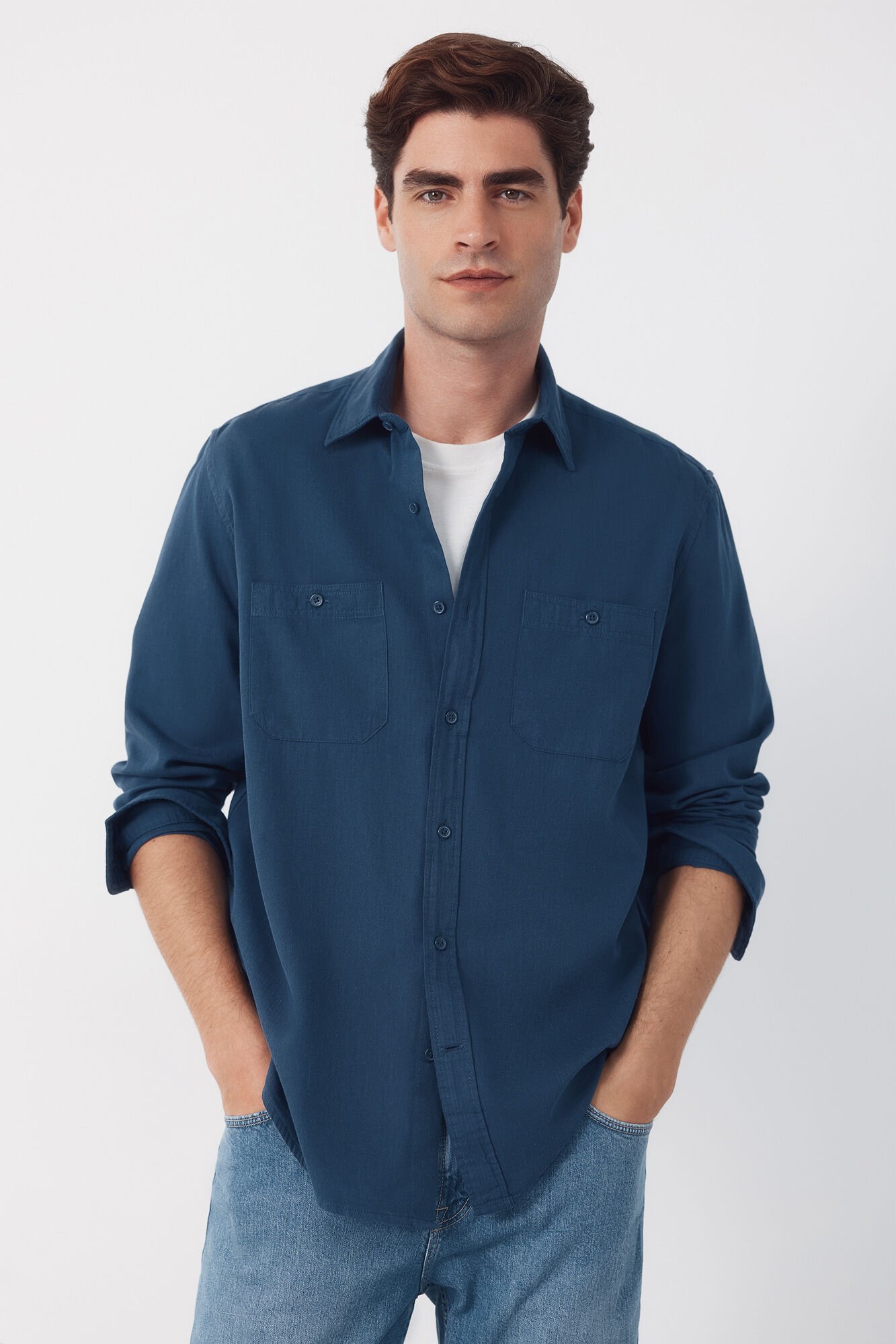 Cortefiel herringbone shirt with pockets