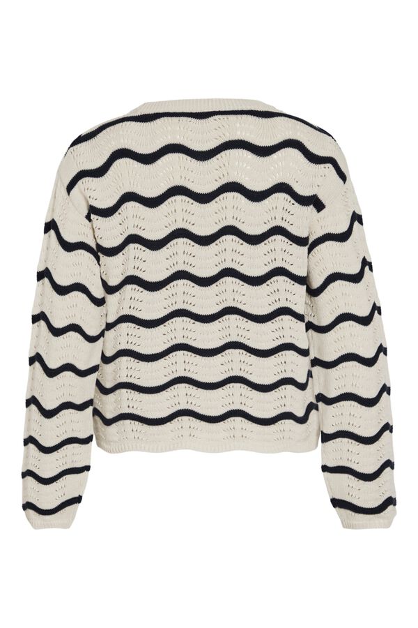 Vila Organic cotton pointelle knit jumper Printed blue