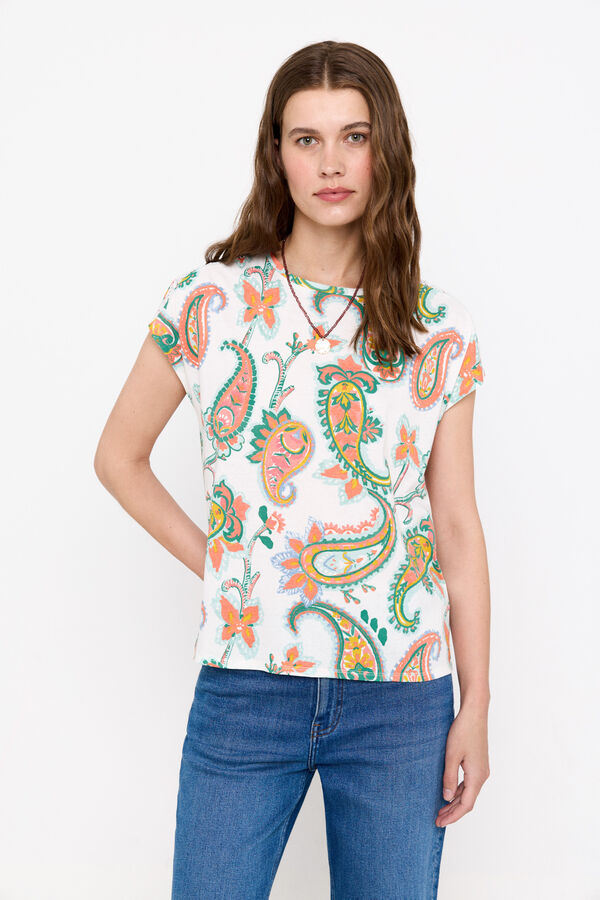 Cortefiel Essential lace T-shirt Printed white