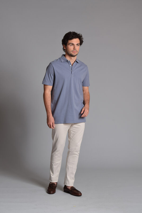 Cortefiel Washed cotton polo shirt Blue
