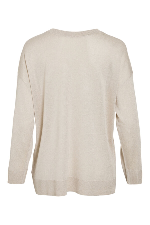 Vila Camisola fina de malha com decote em V Tostado