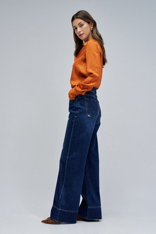 Salsa Jeans Calça jeans de perna larga com bainha alta Azul