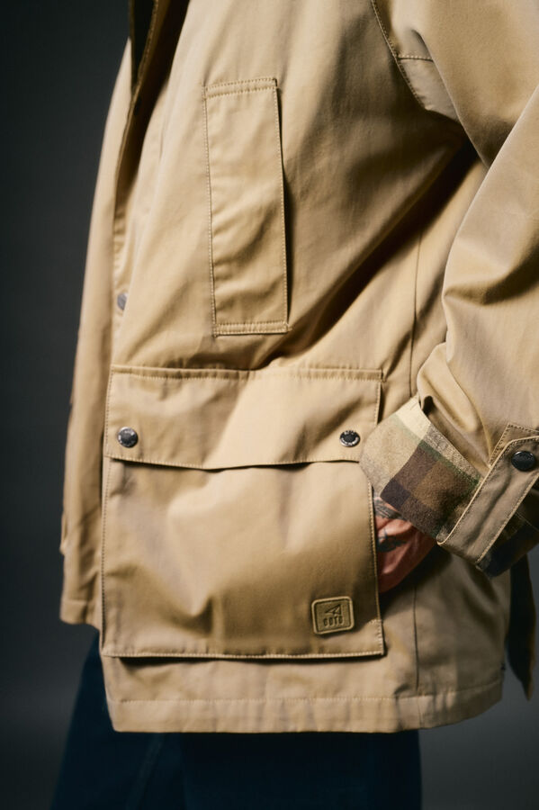 OOTO Parka tecido efeito encerado Tostado