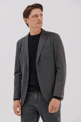 Cortefiel Houndstooth jersey-knit blazer Dark grey
