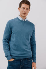 Cortefiel Fine knit cotton round neck jersey-knit Blue