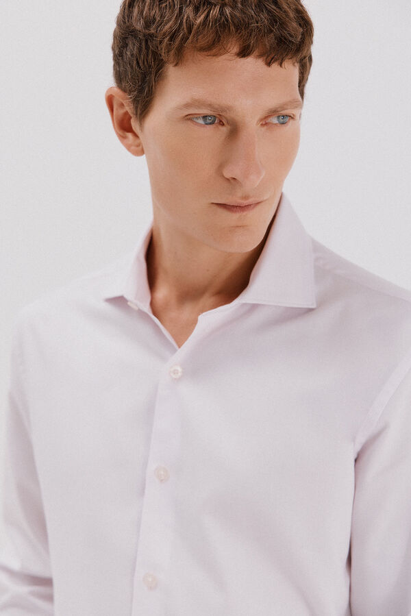 Cortefiel Easy-iron striped dress shirt Pink
