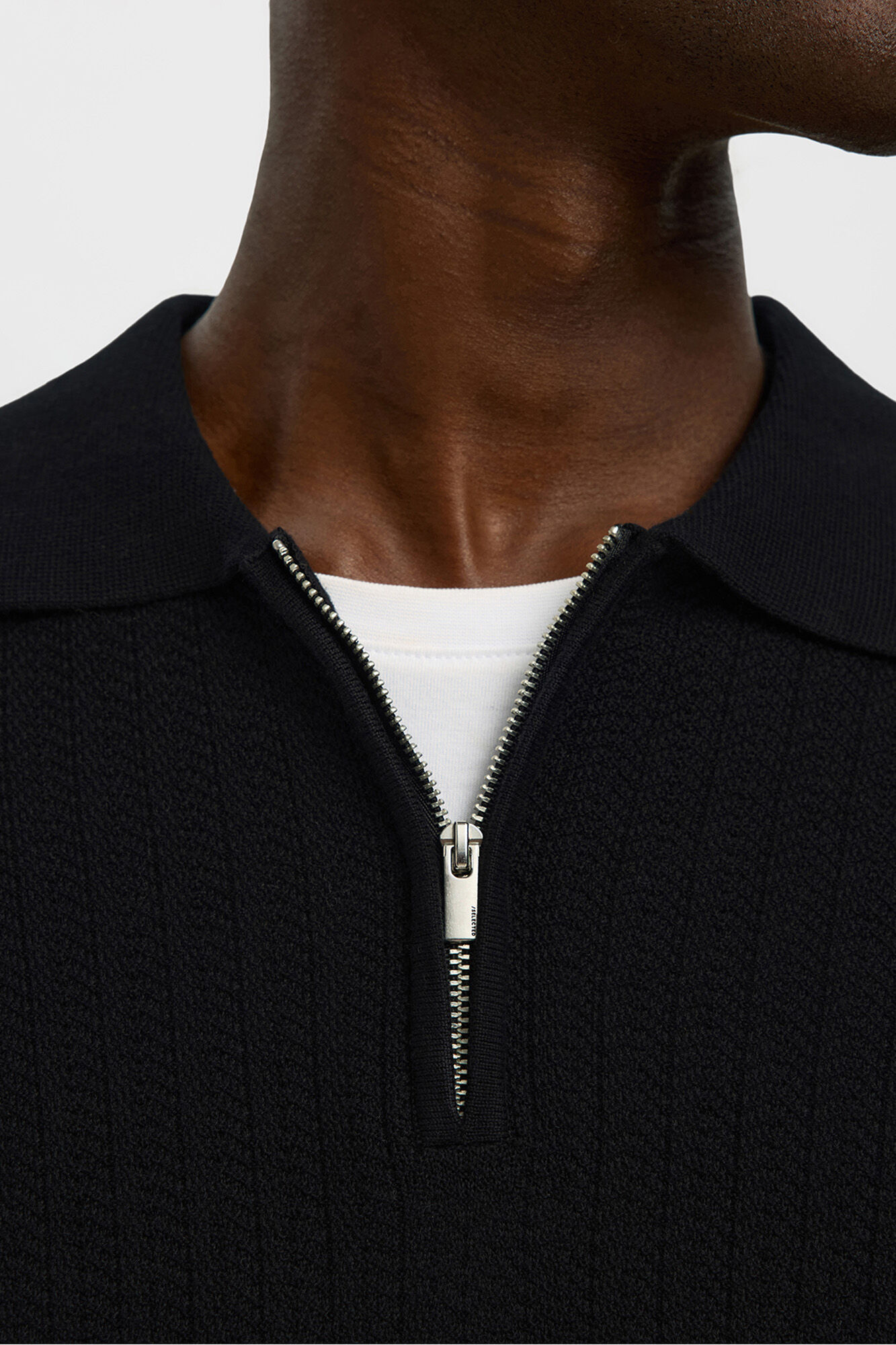 Selected Polo estruturada com meia fecho-&eacute;clair 