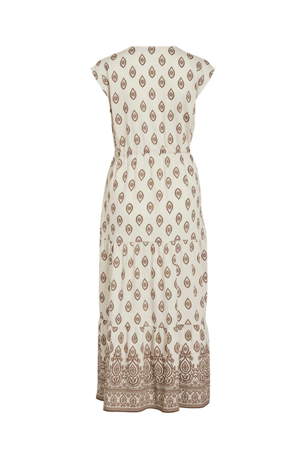 Vila Vestido midi estampado em viscose Impress&atilde;o