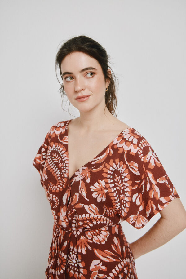 Vero Moda Vestido curto decote em bico Castanho