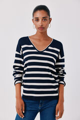 Cortefiel V-neck jumper Printed blue