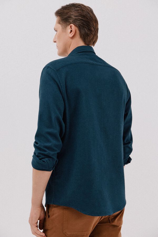 Cortefiel Camisa franela espiga Azul marino