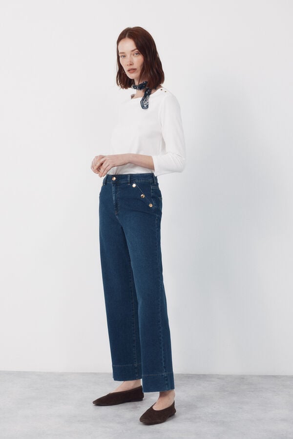 Cortefiel Essential boat neck t-shirt White