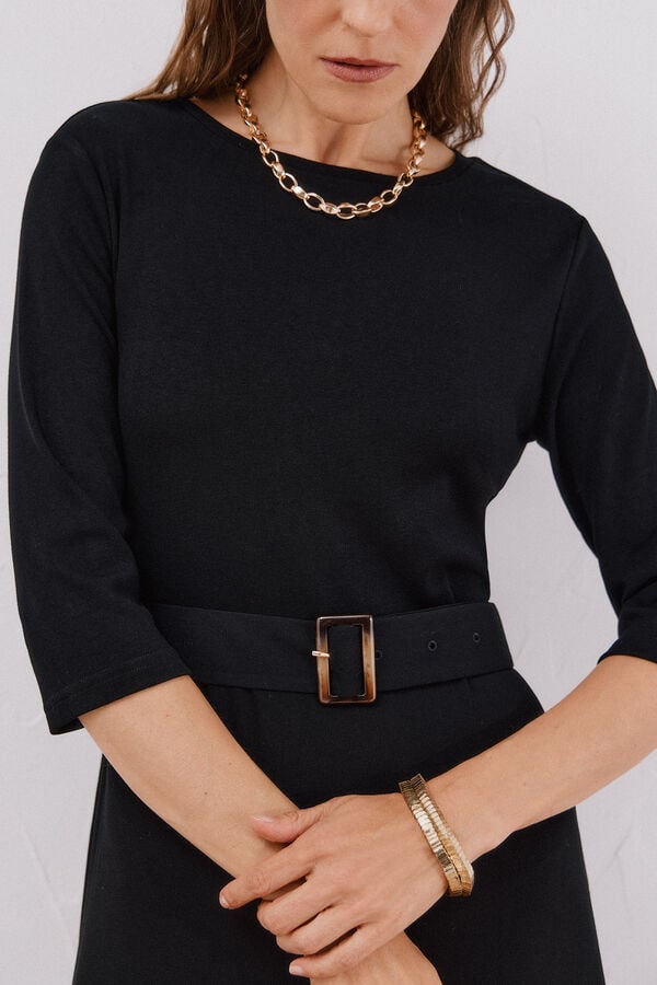 Cortefiel Combined dress with belt Black
