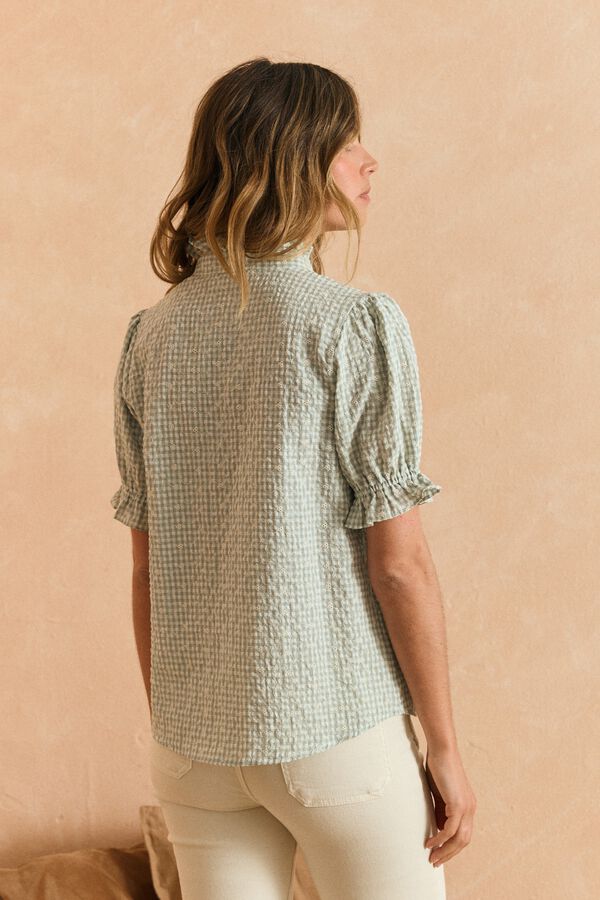 Pol&iacute;n Et Moi Blusa manga curta com folho menta Verde