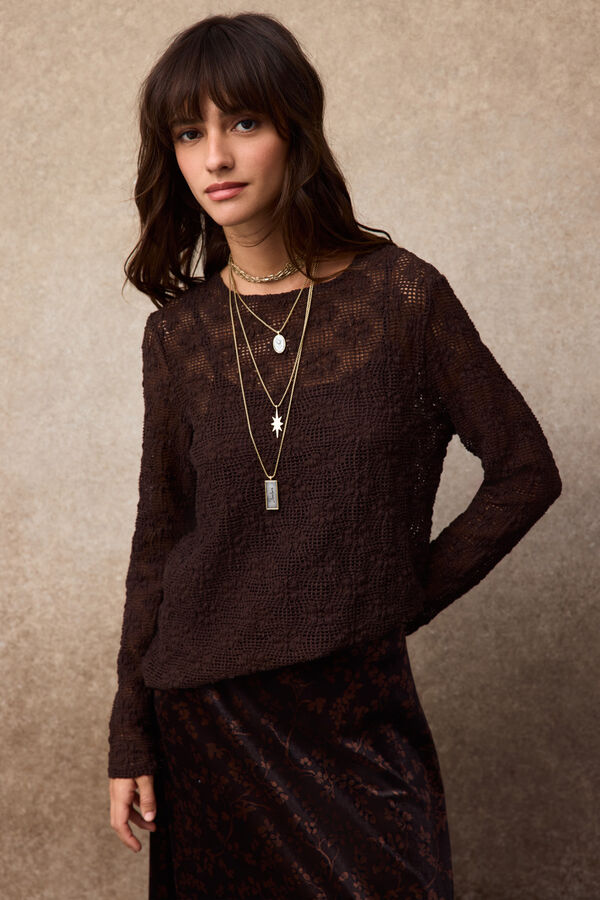 Slowlove Floral lingerie top Dark brown