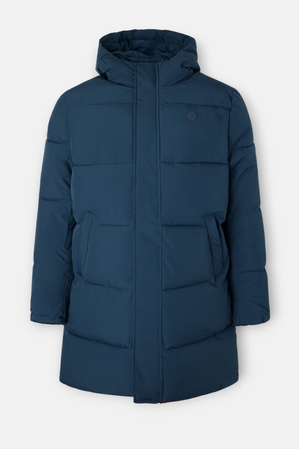 Silbon Casaco longo sobretudo com capuz Azul