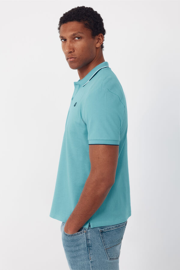 Cortefiel Polo shirt with tips Turquoise