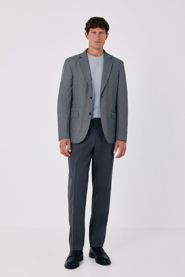 Cortefiel Basic knit blazer Dark grey