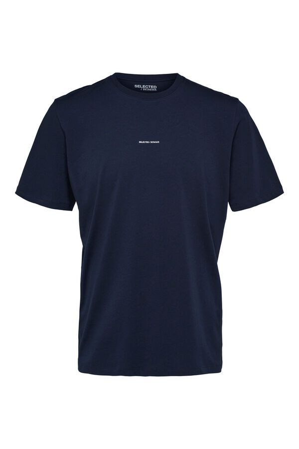 Cortefiel T-shirt de manga curta com logo em 100% algodão orgânico Azul