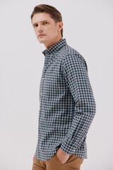 Cortefiel Checked twill shirt Navy