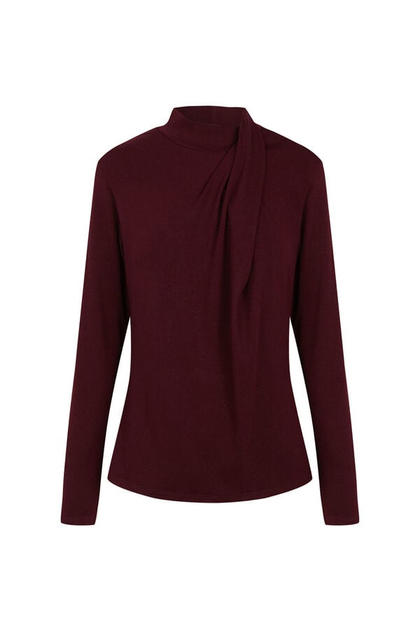 Cortefiel High neck pleated T-shirt Orange